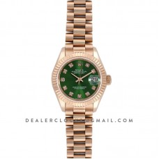 Ladies Datejust 279175 Olive Green Dial with Diamond Markers in Rose Gold Ladies Datejust 279175 Olive Green Dial with Diamond Markers in Rose Gold