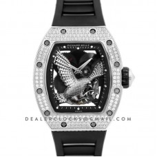 RM 057-02 Tourbillon “The Falcon” in White Gold with Diamond Bezel on Black Rubber Strap RM 057-02 Tourbillon “The Falcon” in White Gold with Diamond Bezel on Black Rubber Strap
