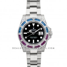 GMT Master II 116758 Pepsi Black Dial in Steel with Paved Diamond Bezel GMT Master II 116758 Pepsi Black Dial in Steel with Paved Diamond Bezel