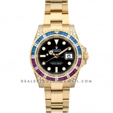 GMT Master II 116758 Pepsi Black Dial in Yellow Gold with Paved Diamond Bezel GMT Master II 116758 Pepsi Black Dial in Yellow Gold with Paved Diamond Bezel