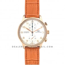 Portugieser Chronograph Automatic White Dial in Rose Gold on Orange Leather Strap Portugieser Chronograph Automatic White Dial in Rose Gold on Orange Leather Strap