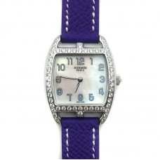 Cape Cod Tonneau Steel with Diamond Bezel on Purple Epsom Leather Strap Cape Cod Tonneau Steel with Diamond Bezel on Purple Epsom Leather Strap