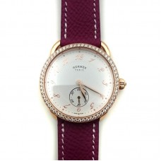 Arceau Petite Rose Gold with Diamond Bezel on Violet Epsom Leather Strap Arceau Petite Rose Gold with Diamond Bezel on Violet Epsom Leather Strap