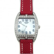 Cape Cod Tonneau Steel with Diamond Bezel on Red Epsom Leather Strap Cape Cod Tonneau Steel with Diamond Bezel on Red Epsom Leather Strap