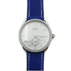 Arceau Petite Steel with Diamond Bezel on Blue Epsom Leather Strap Arceau Petite Steel with Diamond Bezel on Blue Epsom Leather Strap
