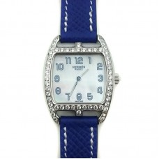 Cape Cod Tonneau Steel with Diamond Bezel on Blue Epsom Leather Strap Cape Cod Tonneau Steel with Diamond Bezel on Blue Epsom Leather Strap