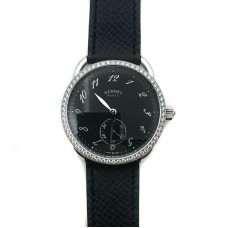 Arceau Petite Steel Black Dial with Diamond Bezel on Black Epsom Leather Strap Arceau Petite Steel Black Dial with Diamond Bezel on Black Epsom Leather Strap