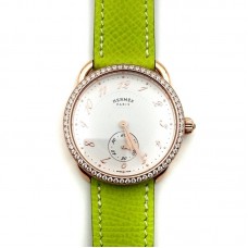 Arceau Petite Rose Gold with Diamond Bezel on Green Epsom Leather Strap Arceau Petite Rose Gold with Diamond Bezel on Green Epsom Leather Strap