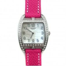 Cape Cod Tonneau Steel with Diamond Bezel on Pink Epsom Leather Strap Cape Cod Tonneau Steel with Diamond Bezel on Pink Epsom Leather Strap