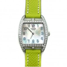 Cape Cod Tonneau Steel with Diamond Bezel on Green Epsom Leather Strap Cape Cod Tonneau Steel with Diamond Bezel on Green Epsom Leather Strap