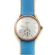 Arceau Petite Rose Gold with Diamond Bezel on Light Blue Epsom Leather Strap Arceau Petite Rose Gold with Diamond Bezel on Light Blue Epsom Leather Strap