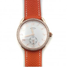 Arceau Petite Rose Gold with Diamond Bezel on Orange Epsom Leather Strap Arceau Petite Rose Gold with Diamond Bezel on Orange Epsom Leather Strap