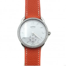 Arceau Petite Steel with Diamond Bezel on Orange Epsom Leather Strap Arceau Petite Steel with Diamond Bezel on Orange Epsom Leather Strap
