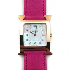 Heure H Rose Gold with Diamond Markers on Pink Fjord Leather Strap Heure H Rose Gold with Diamond Markers on Pink Fjord Leather Strap