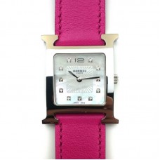 Heure H Steel with Diamond Markers on Pink Fjord Leather Strap Heure H Steel with Diamond Markers on Pink Fjord Leather Strap