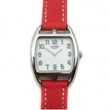 Cape Cod Tonneau Steel on Vermilion Epsom Leather Strap Cape Cod Tonneau Steel on Vermilion Epsom Leather Strap