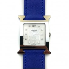 Heure H Steel with Diamond Markers on Blue Epsom Leather Strap Heure H Steel with Diamond Markers on Blue Epsom Leather Strap