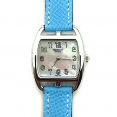 Cape Cod Tonneau Steel on Light Blue Epsom Leather Strap Cape Cod Tonneau Steel on Light Blue Epsom Leather Strap