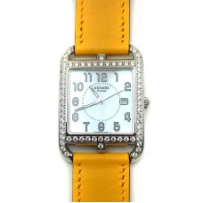Cape Cod Tonneau Steel with Diamond Bezel on Yellow Fjord Leather Strap Cape Cod Tonneau Steel with Diamond Bezel on Yellow Fjord Leather Strap