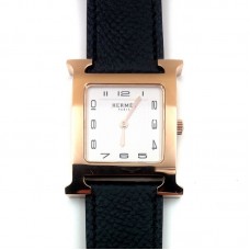 Heure H Rose Gold on Black Epsom Leather Strap Heure H Rose Gold on Black Epsom Leather Strap