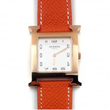 Heure H Rose Gold on Orange Epsom Leather Strap Heure H Rose Gold on Orange Epsom Leather Strap