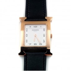 Heure H Rose Gold on Black Fjord Leather Strap Heure H Rose Gold on Black Fjord Leather Strap